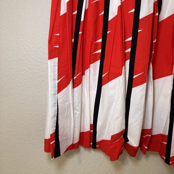 Vince Camuto Stripe Red Black white Midi Dress Size 8 Fit And Flare - Picture 4 of 8